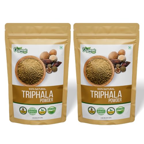 ORGANIC ZING Triphala Powder – Sundried Amla, Bibhitaki and Haritaki Fruits- 100 Gram (100 gm (3.52 OZ Pack of 2))