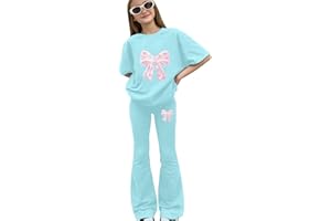 Girls Clothes 2 Piece Cute Butterfly Print T-Shirt Tops & Flare Pants Spring Summer Outfits Teen Tween Girls Trendy Clothes