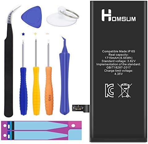 HOMSUM Battery for iPhone 6S, with Repair Replacement Kits & Instructions - New 1715 mAh 0 Cycle [24-Month Warranty]