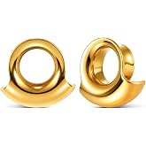 Casvort 2 PCS Hypoallergenic 316 Stainless Steel Cuff Ear Tunnels,Elegant Plugs and Gauges,Double Flared Ear Plugs for Stretched Lobes,Simple Chic Stretching Jewelry for Women Men from 0g&ndash;1 Inch