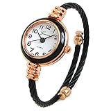 Black Rose Gold Geneva Cable Band Women's Small Size Bangle Watch
