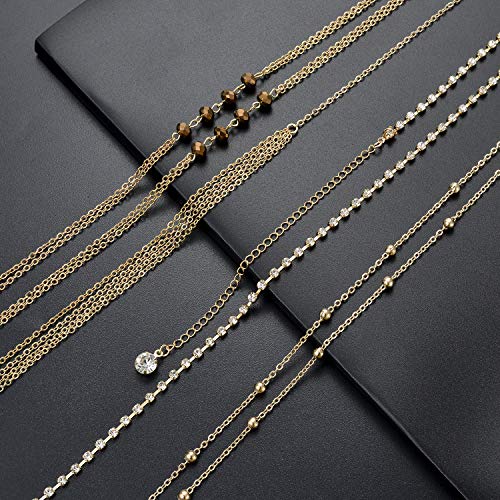 Ofeiyaa 4PCS Body Chain Jewelry Bra Chain Retro Waist Belt Chain Suit Bikini Beach Boho Chain Set Women Girls Gold Tone