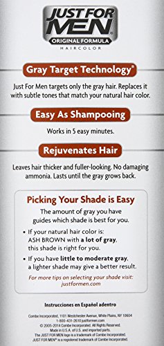 Just For Men Original Formula Men's Hair Color, Ash Brown (Pack of 3)