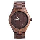 Kenon Mens Wood Watch Black Sandalwood Japan Miyota Movement Sony battery
