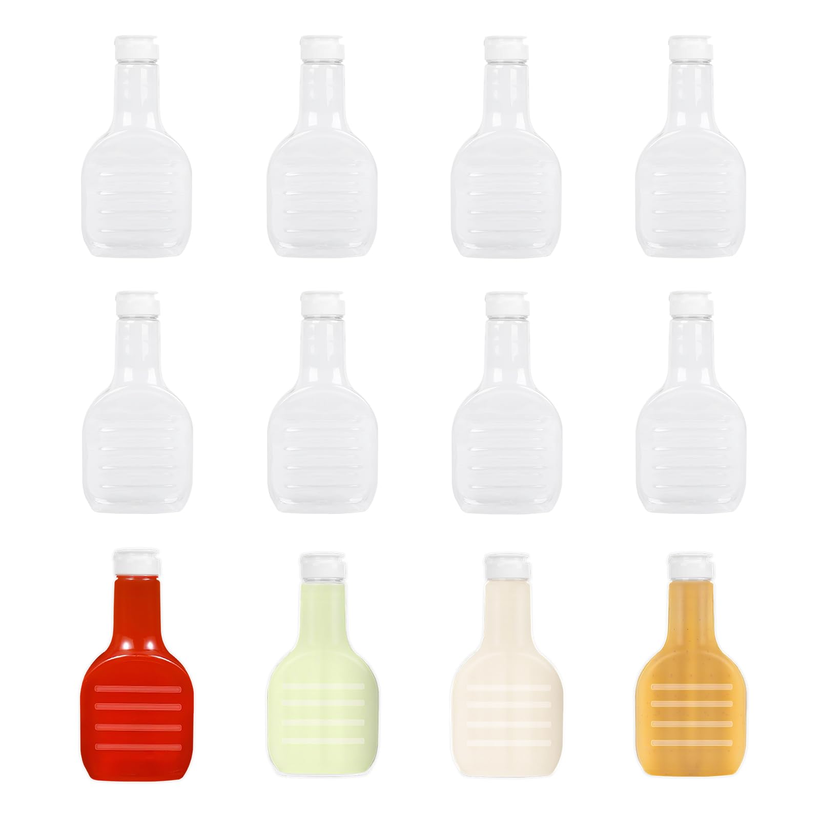 Photo 1 of 12 Pack 16 oz Clear Plastic Salad Dressing Bottles, Bulk Empty Squeeze Bottles with White Flip Top Caps for BBQ, Condiments, Sauce, Ketchup, Salad Dressing