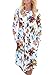 ZESICA Women's Long Sleeve Floral Pockets Casual Swing Pleated T-Shirt Dress