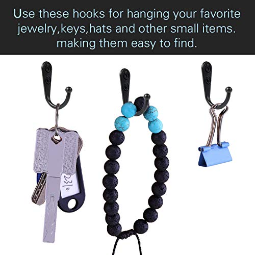 Small Hooks,Coat Hooks,40 Pieces Wall Mounted Hook Robe Hooks and 80 Pieces Screws,Black