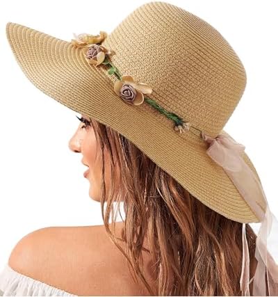 Straw Hats for Women with Bowknot Wide Brim Uv Protection  display picture 3