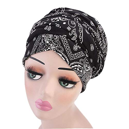 Sunny&Love 2018 New Cotton Blend Women Scarves Turban Cap Muslim Hijab Wrap Head Scarf Tie Hat Headwear (Black)