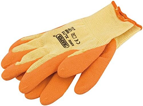 Draper 82602 Heavy Duty Latex Coated Work Gloves, Extra Large, Orange, XL (Pack of 2)