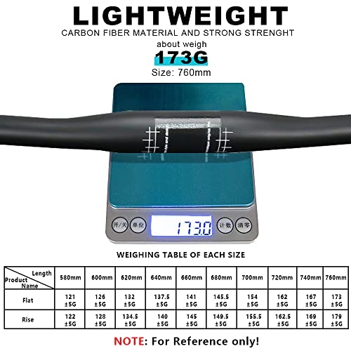 Carbon Handlebars, Mountain Bike Handlebars, Riser Bars 31.8mm 3K Matt