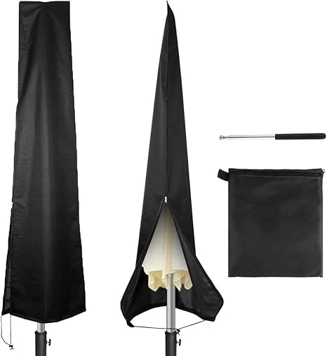 Amazon Com Owlike Umbrella Covers Waterproof Parasol Patio Umbrella Covers With Zipper And Telescopic Rod For 7ft To 11 Ft Outdoor Umbrellas Black 420d Oxford Fabric Furniture Decor