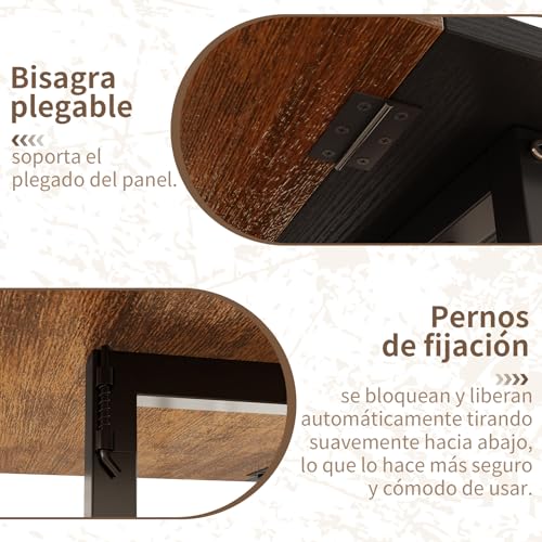Simple Wisdom Comedor,Mesa Comedor de Plegable,Mesa Plegable 1.20 Apta para Hogar,Oficina o Terraza, Apta para Uso Familiar de 4 Personas,El tamaño es 120 * 80CM. (Color Retro + Negro)