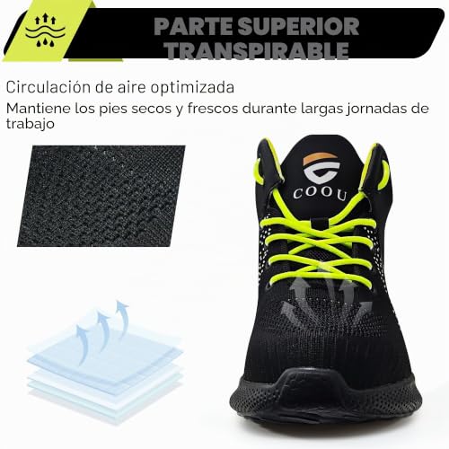 PAQOZKC Botas de Seguridad para Hombre Mujer Ligeras Botas de Trabajo con Punta de Acero Comodas Zapatos de Seguridad Caña Alta 35-48 EU