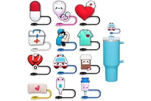 CONEATNESS Nurse Straw Toppers for Stanley Cup 30&40 Oz, Tumbler, Water Bottle Silicone Straw Covers Fit 9-11 mm Reusable Straws, Cute Nurse Gifts