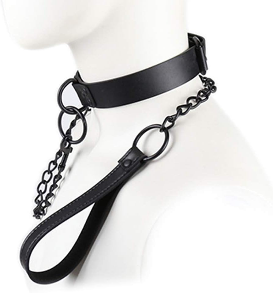 Lobounny Leather Collar with Chain Women Men BSDM Toys for Couples Kit