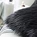 Carvapet 2 Pieces Luxury Decorative Faux Sheepskin Fur Throw Pillow Case Cushion Cover for Sofa Bedroom Couch, Black, 18x18 Inch