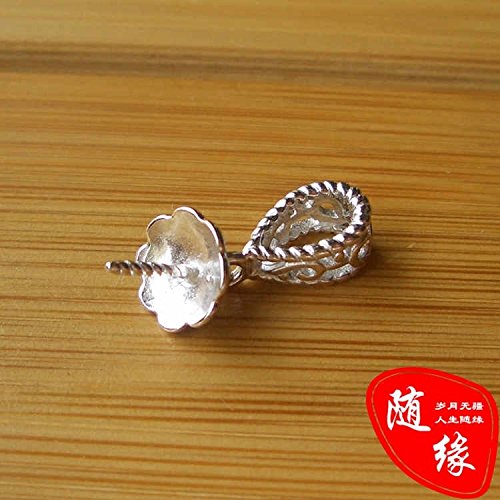 usongs 925 sterling silver necklace pendant head women girls simple necklace pendant sweet stenciling pin universal DIY beeswax amber turquoise - Thumbnail 3