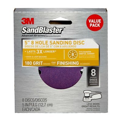 99624sb-Es 3m Sandblaster Sanding Discs 5" 8-Hole 180 Grit 8/Pk
