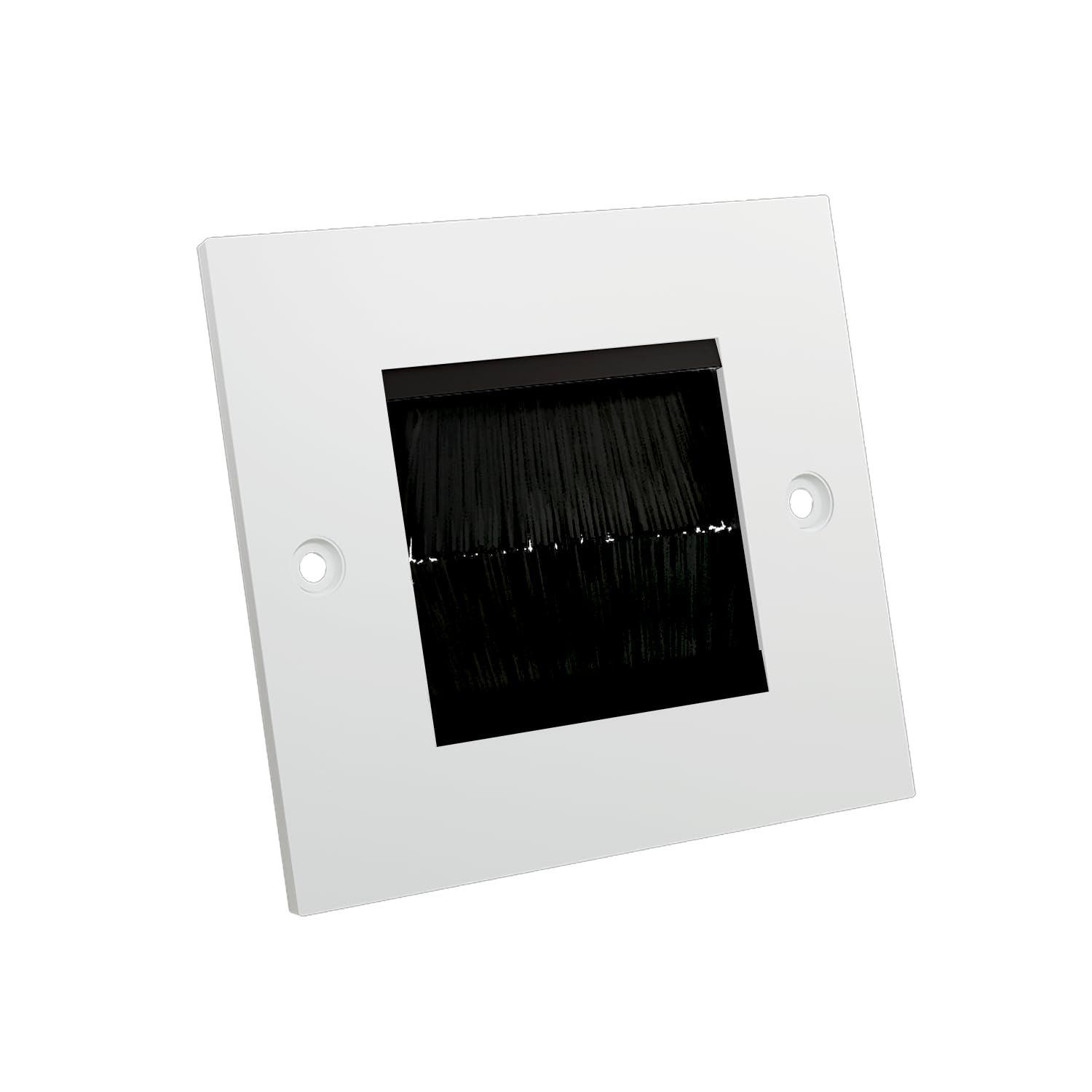 rhinocables Single Gang Brush Faceplate | HDMI Management Wall Entry Cover | Outlet Concealer for Tidying TV & Multimedia Cables, Ideal in Home & Office Setups (Black Brush, 1 Pack)