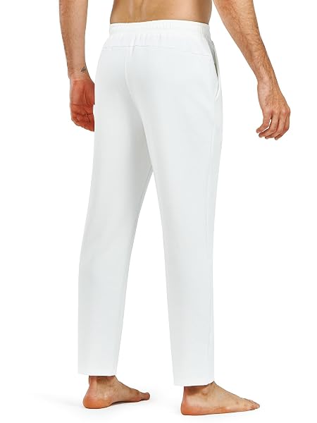 NORTHYARD MEN’S YOGA CASUAL SWEATPANTS COTTON ATHLETIC LOUNGE PANTS OPEN BOTTOM LOOSE EXERCISE STRAIGHT LEG PANT WITH POCKETS WHITE M