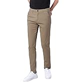 Plaid&Plain Men's Skinny Stretchy Khaki Pants Colored Pants Slim Fit Slacks Tapered Trousers