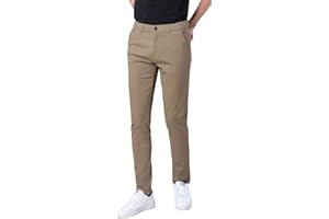 Plaid&Plain Men's Skinny Stretchy Khaki Pants Colored Pants Slim Fit Slacks Tapered Trousers