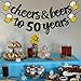 Joymee Cheers & Beers to 50 Years Black Glitter Banner for 50th Birthday Wedding Aniversary Party Supplies Decorations - PRESTRUNG