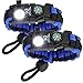 Nexfinity One Survival Paracord Bracelet - Tactical Emergency Gear Kit with SOS LED Light, Knife, 550 Grade, Adjustable, Multitools, Fire Starter, Compass, and Whistle - Set of 2 Blue primary