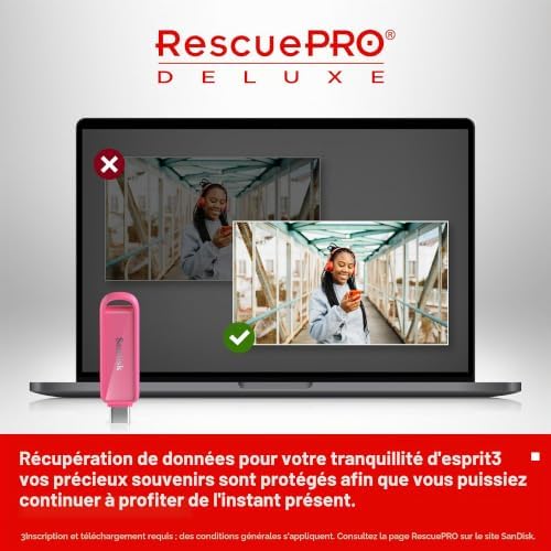 Phone Drive with USB Type-C 512 Go (pour Les Smartphones, tablettes et Ordinateurs, Jusqu’à 150 Mo/s, Sauvegardez automatiquement, récupération des données) - Le Rose Étoile de Mer