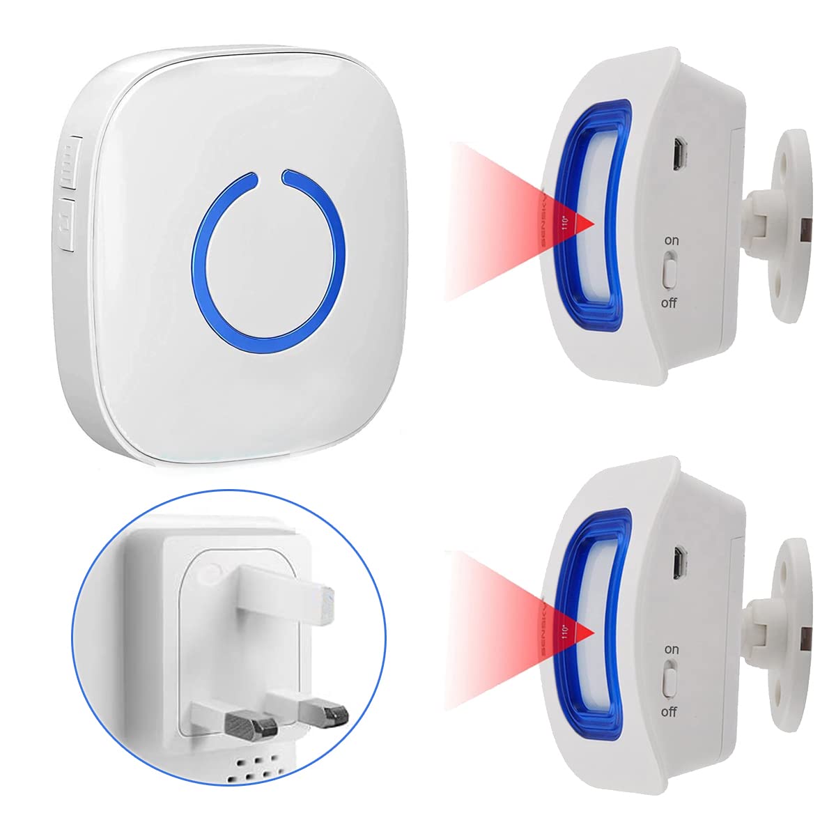 Wireless Motion Sensor and Pager Bed Alarm and Fall Prevention for Elderly Kids Home (2 Motion Detector +1 Receiver) (IR07-NWX02D)