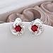 NYKKOLA 925 Sterling Silver Fashion Beautiful Crystal Ruby Stud Earring For Women Girls