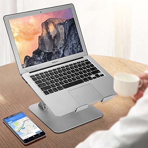 SKYZONAL Aluminum Adjustable Laptop Notebook Stand Riser Portable Height Adjustable and Angle Desk Notebook Support for MacBook Pro/Air, Apple Laptop Stand 11-17" Notebook and Tablet (New Arrive)