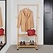 SONGMICS Clothes Rack on Wheels, Rolling Garment Rack with 2-Tier Storage Shelves, Hall Tree with 4 Coat Hooks for Shoes, Clothing, Bamboo URCR52N