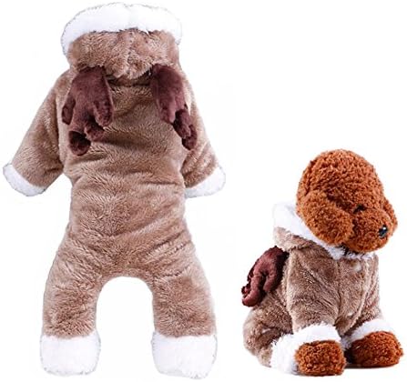 WORDERFUL Dog Santa Reindeer Costume Dog Christmas Reindeer Winter Clothes Cat Warm Elk Costume Pet Soft Coral Fleece Winter/Autumn Coat with Hoodies for Small Dogs