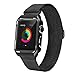for Apple Watch Band Milanese Loop,LikeItY Stainless Steel Magnetic Band with Metal Case for Apple Watch Series 1/2/3 - Shockproof Protective Bumper Replacement Strap(38mm Black)
