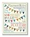 Stupell Home Décor Playroom Rules With Pennants In Blue Rectangle Wall Plaque, 10.25 x 0.5 x 14.75, Proudly Made in USA