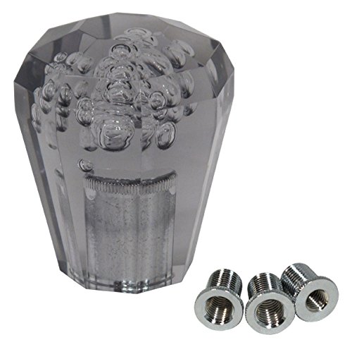 AJP DistributorsM8 M10 M12 x 1.25 / M10 x 1.5 Thread Universal 2.5" 60mm Diamond Bubble Shift Knob, M8x1.25 M10x1.25 M10x1.5 M12x1.25 JDM VIP M/T Manual Stick Gear Lever Screw On Adapter Nut Black