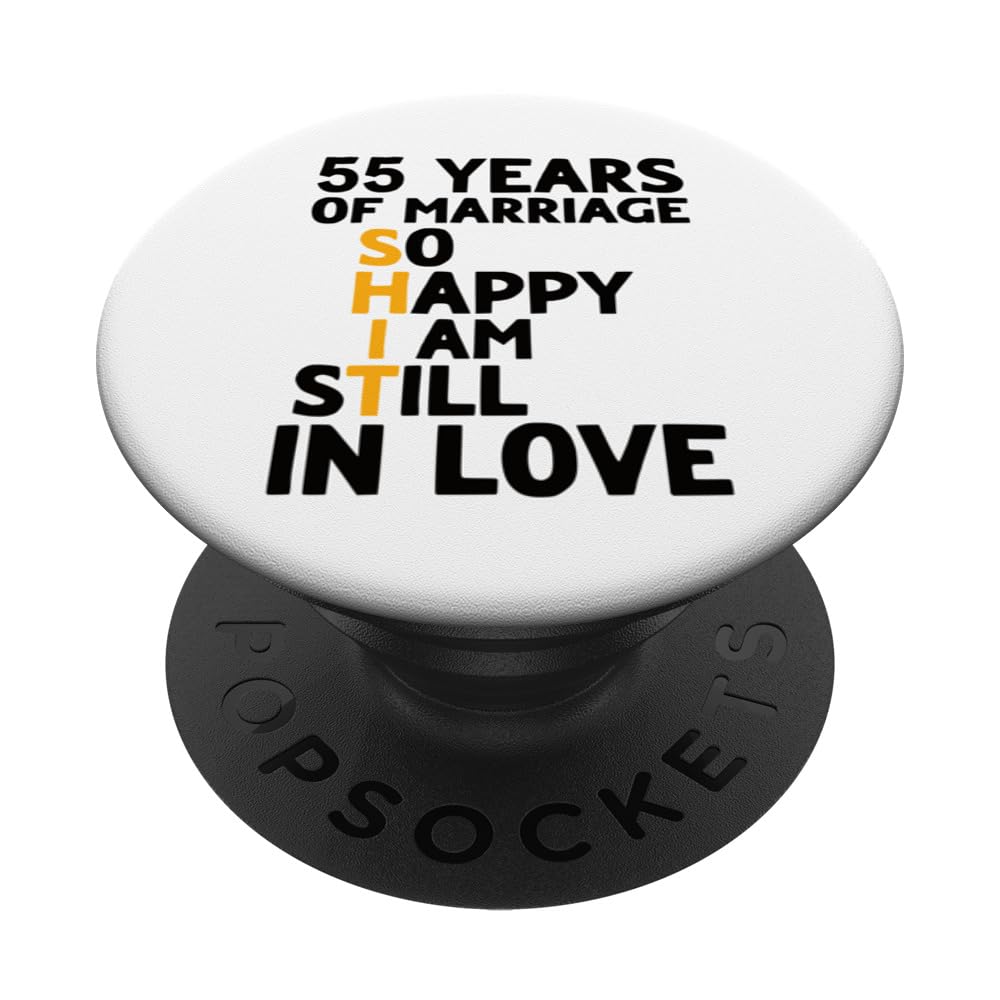 55 Years Married Husband Wife 55th Wedding Anniversary PopSockets Swappable PopGrip