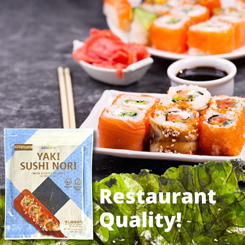 Seafarm Yaki Sushi Nori Twice Roasted Seaweed 50 Sheets 4.58oz Vegan