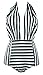 COCOSHIP Black & White Striped Retro One Piece Backless Bather Swimsuit High Waisted Pin Up Swimwear Monokini L(US8)