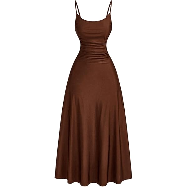 Women's Deep Brown High Waist Slit Maxi Dress
