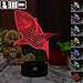 Huiyuan 3d Night Lamp Colorful Shark Shape Touch Control Light 7 Colors Change USB LED for Desk Table with Multicolored USB Powered Home Decoration Best Gift for Valentine's Day