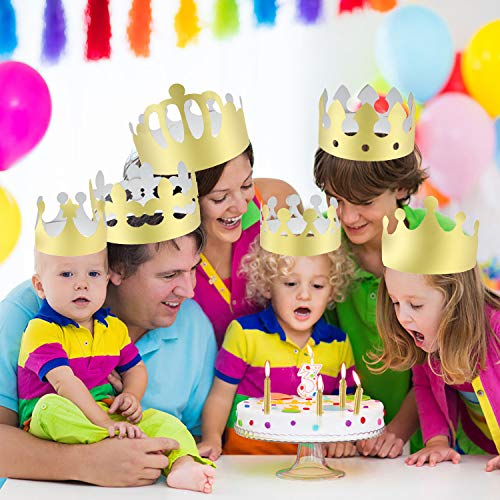 LOCOLO 24 Pieces Paper Crowns for Kids Adults Golden Party King Crown Hats for Party and Celebration