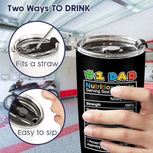 Dad Father Day Gifts, Father Gift Tumbler with Lid Stainless Steel, Super Daddio Gifts for Daddy for Birthday-Gift, Dad Drinking Cup from Daughter Son