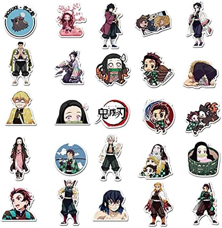 Demon Slayer Kimetsu No Yaiba Waterproof Laptop Stickers Waterproof Skateboard Snowboard Car Bicycle Luggage Decal 50pcs Pack Demon Slayer Kimetsu No Yaiba