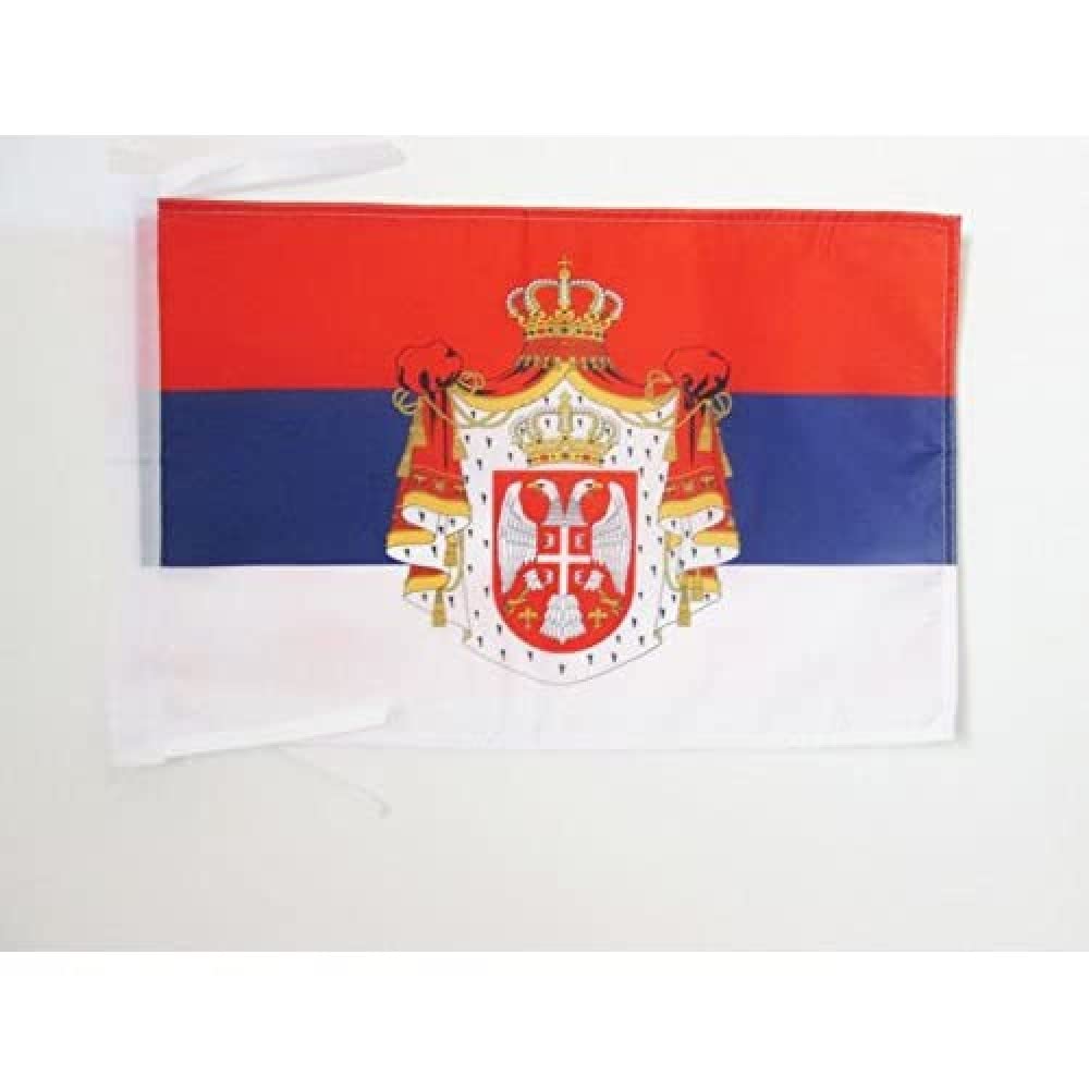 AZ FLAG - Kingdom of Serbia 1882-1918 Flag - 18'' x 12'' - 100% Polyester royal Serbian Small Banner with Two Cords - Fade Resistant - Vivid Colors - 18x12 in - 45x30 Cm — image 1
