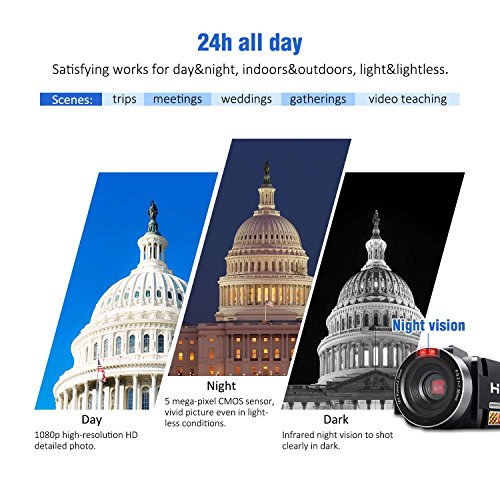 image for Digital Camera Camcorders AOOE HD Recorder 1080P 24 MP 16X Video Camco