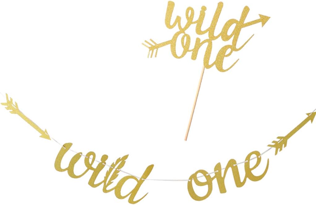 FLAMEER DIY Girlande Tortenaufsatz mit Wild One Design für Geburtstag