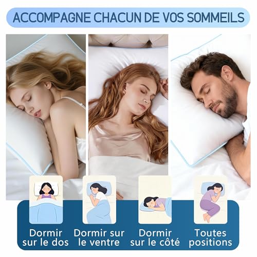CloudÉtoile Luxury Feather Pillow 50 x 70 cm – 50 x 70 cm Hotel Quality Down and Feather Pillow – Comfort Feather Sleep Pillows 3 Chambers Oeko-Tex Certified – Sleep Like on the Clouds